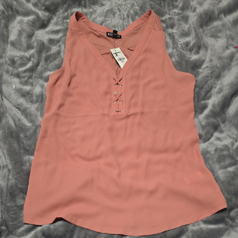 Express Lace-Up Mauve Blouse
